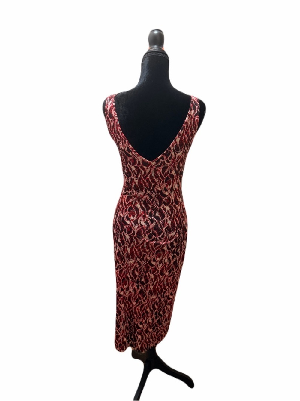 Diane von Furstenberg 100% Silk Ruched Midi Dress size 6 Sleeveless body-con - Picture 7 of 10